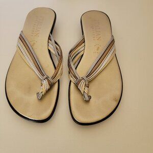 Italian Shoemakers Gold Silver Copper Flip Flop Sandals Size 7.5 / 38